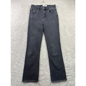 Pistola Jeans Womens 24 Black Straight Leg High Rise Frayed Hem Distressed Denim